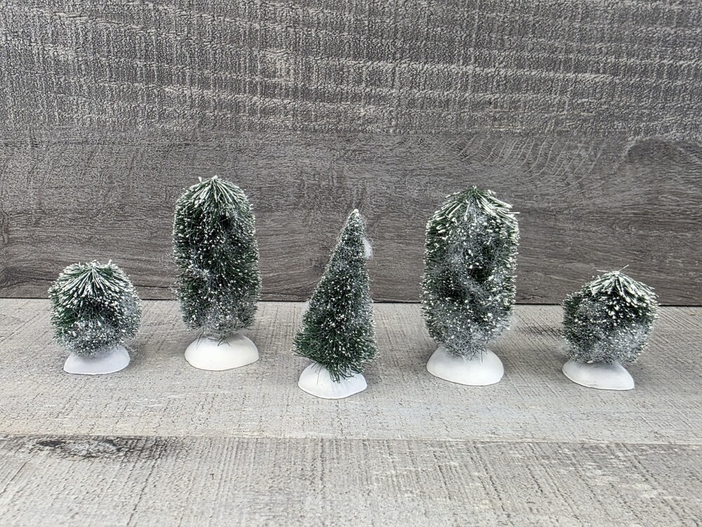 Department 56 Village Mountains Snowy Bottle Brush Trees Lot Miniatures g51b